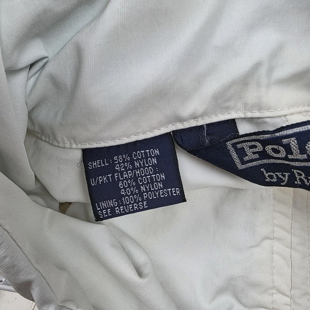 Vintage Polo Ralph Lauren Jacket Mens XL White Hooded Windbreaker Outdoor